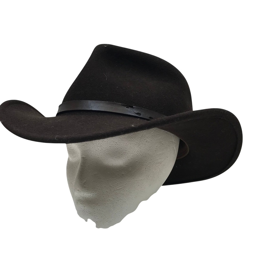 Scala Classico Dorfman Pacific Brown Wool Felt Cowboy Hat Mens XL Leather Band